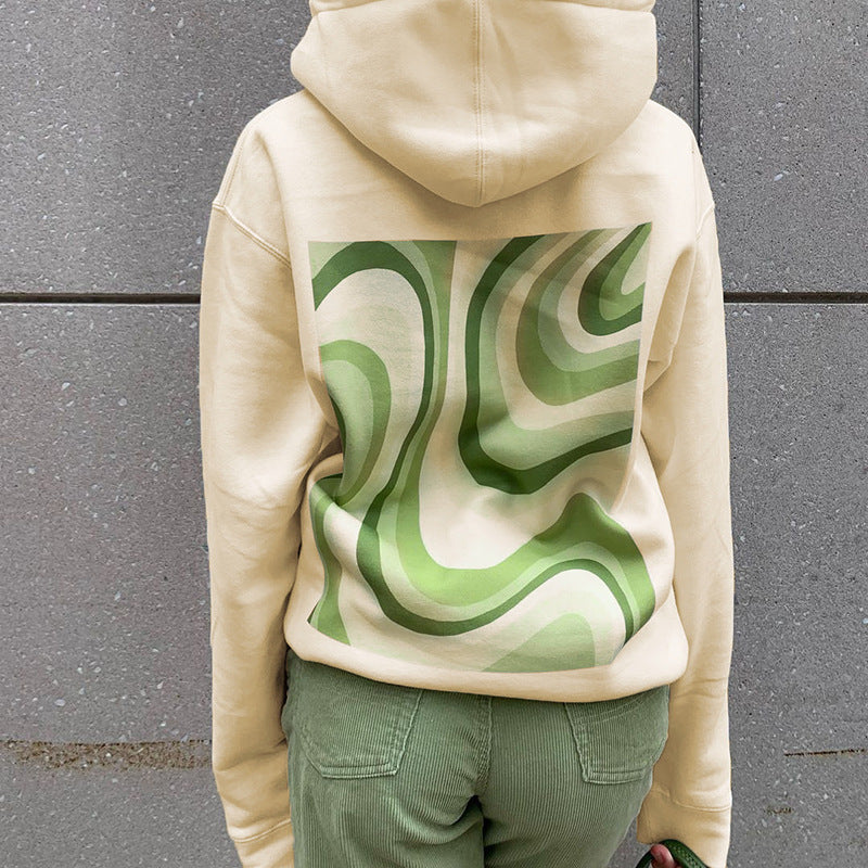 European And American New Women's Irregular Ripple Printed Hooded Sweater - The Number 1 Things