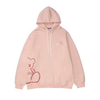 Bear Print Hooded Sweatshirt Men