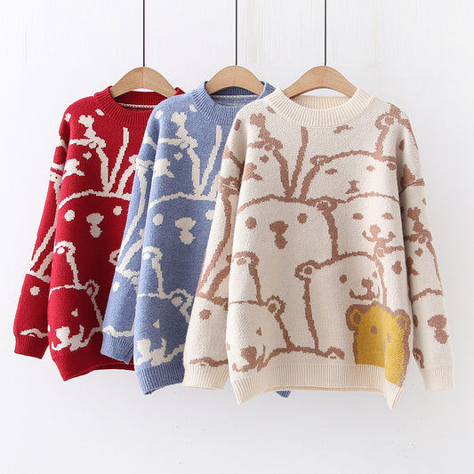 Cartoon bear jacket sweater