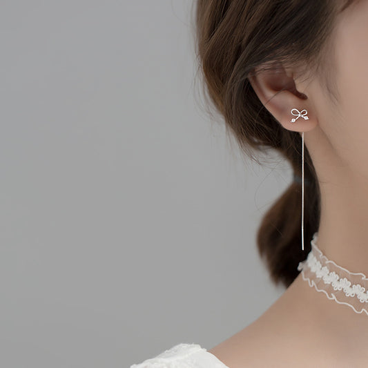 S925 Silver Bow Hanging Earrings Korean Style Lady Temperament - The Number 1 Things