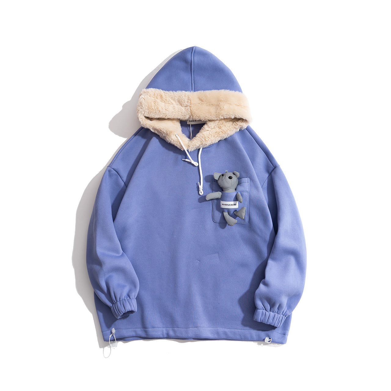 Bear three-dimensional fur collar hoodie