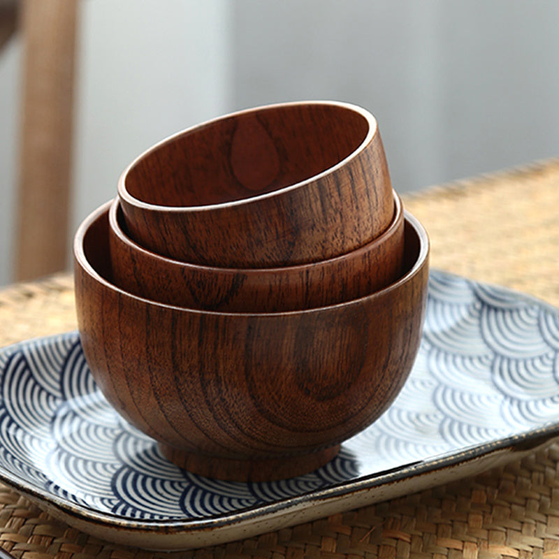 Wooden Bowl Japanese Style Wood Rice Soup Bowl Salad Bowl Food Container Large Small Bowl for Kids Tableware Wooden Utensils - The Number 1 Things