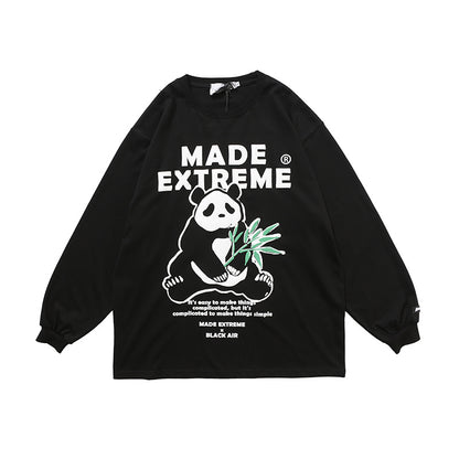 Panda print loose oversize long sleeves