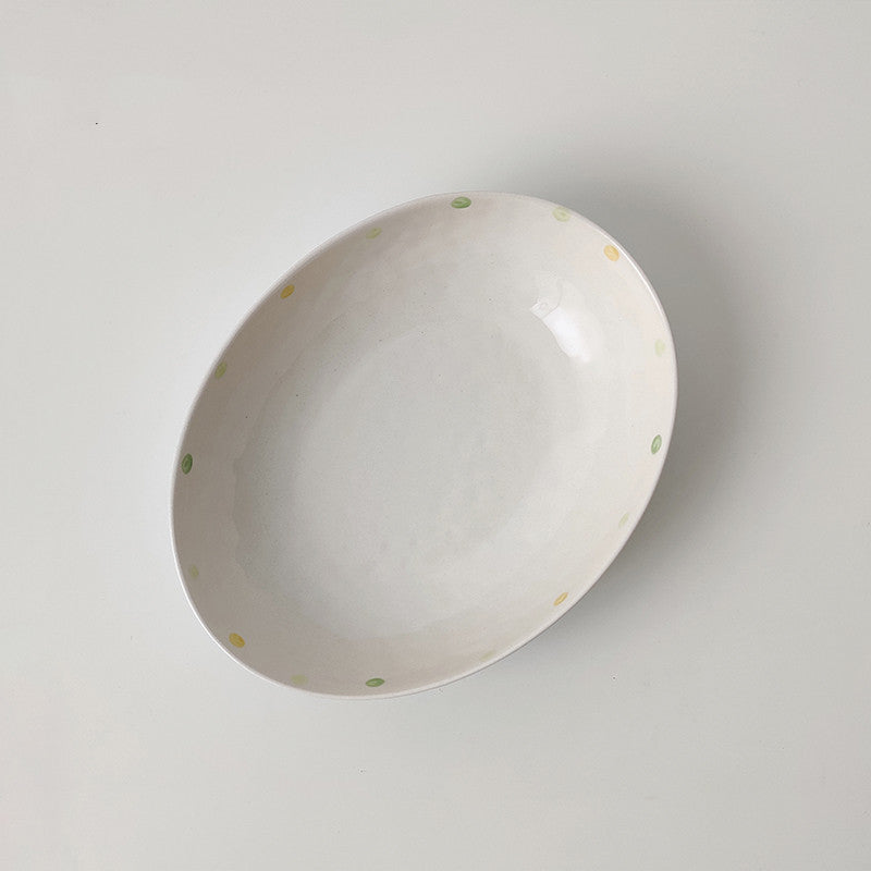 Dot Ceramic Plate Set Small Breakfast Plate Dessert Plate Flavor Plate Oval Plate - The Number 1 Things