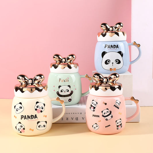 Cartoon Cute Ceramic Cup Printing Mug Color Bow Cup Lid - The Number 1 Things