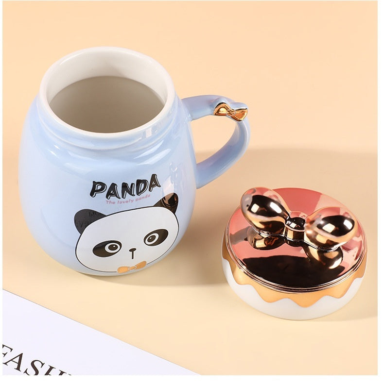 Cartoon Cute Ceramic Cup Printing Mug Color Bow Cup Lid - The Number 1 Things