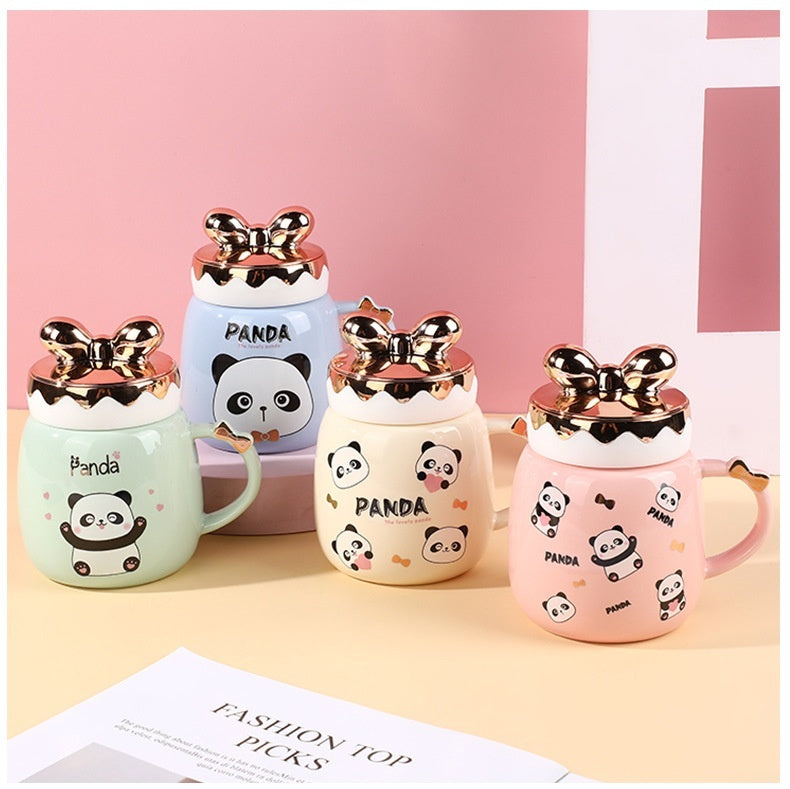 Cartoon Cute Ceramic Cup Printing Mug Color Bow Cup Lid - The Number 1 Things