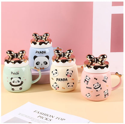 Cartoon Cute Ceramic Cup Printing Mug Color Bow Cup Lid - The Number 1 Things