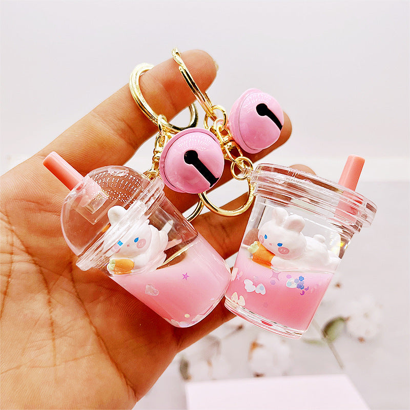 Liquid Quicksand Bottle Turnip Rabbit Key Chain - The Number 1 Things