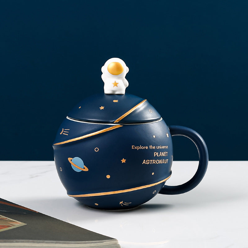 Creative New Ceramic Spaceman Mug With Lid Spoon - The Number 1 Things