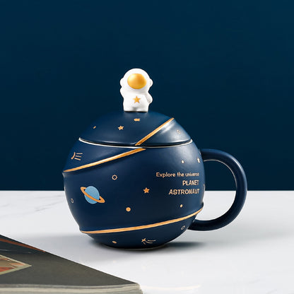 Creative New Ceramic Spaceman Mug With Lid Spoon - The Number 1 Things