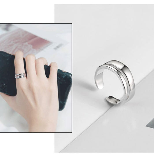 S925 Sterling Silver Japanese And Korean Style Double Silver Plated Ring For Women - The Number 1 Things