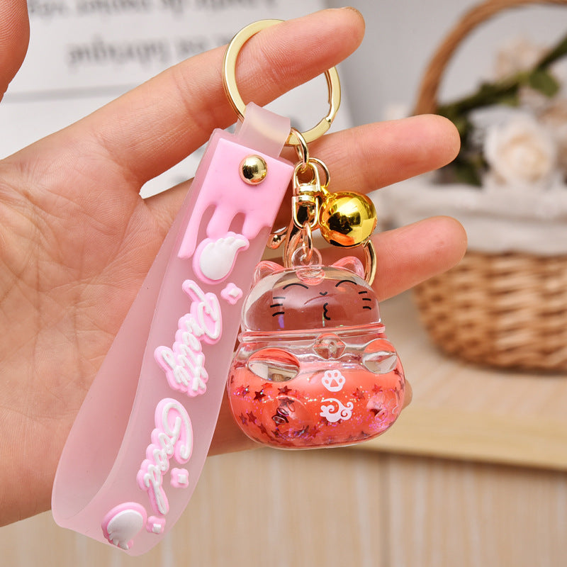 Cartoon Acrylic Floating Fortune Cat Keychain - The Number 1 Things