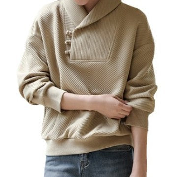 Elegant National Style Buckle Temperament Lapel Sweater Women - The Number 1 Things