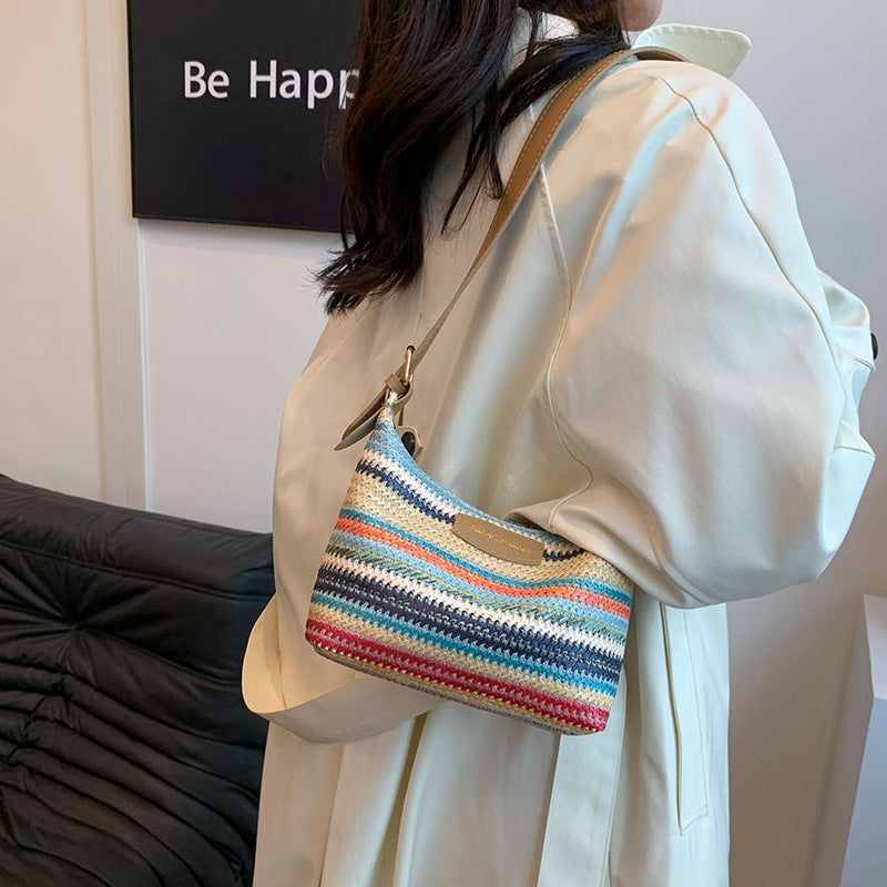Fashion Color Contrast Woven Bag Women's Simple Shoulder Bag - The Number 1 Things