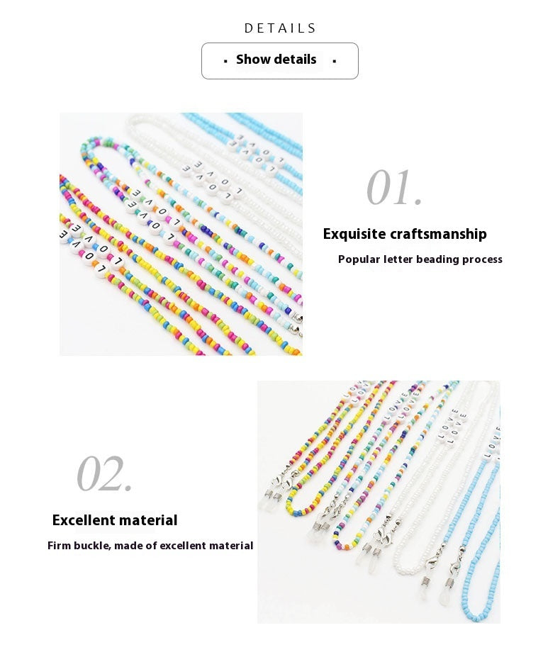Eyeglasses Chain Letter Chain Color Mix Necklace - The Number 1 Things