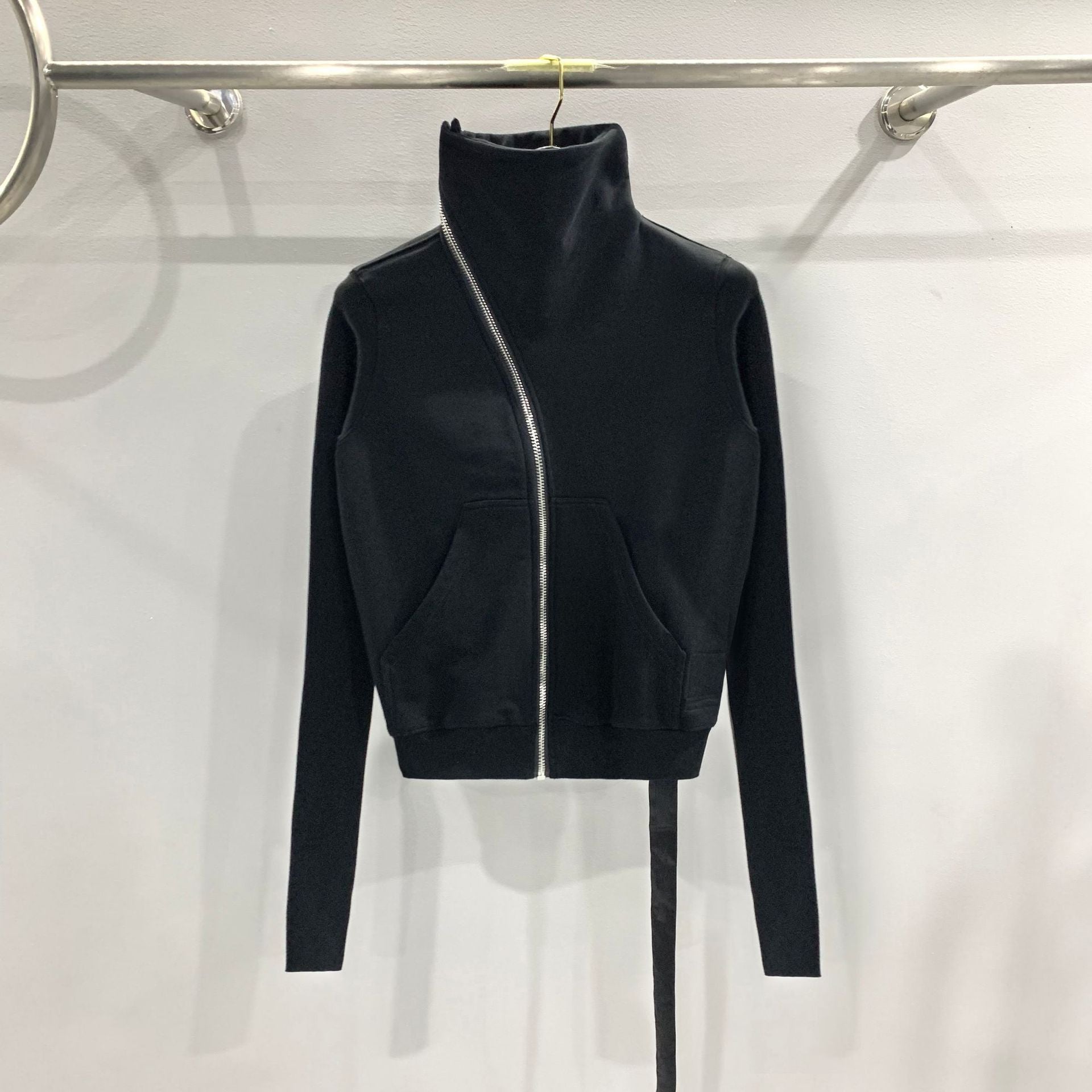 Women's Dark Style Oblique Zipper Turtleneck Cotton Brushed Sweater Coat - The Number 1 Things