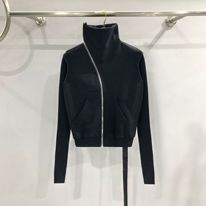 Women's Dark Style Oblique Zipper Turtleneck Cotton Brushed Sweater Coat - The Number 1 Things