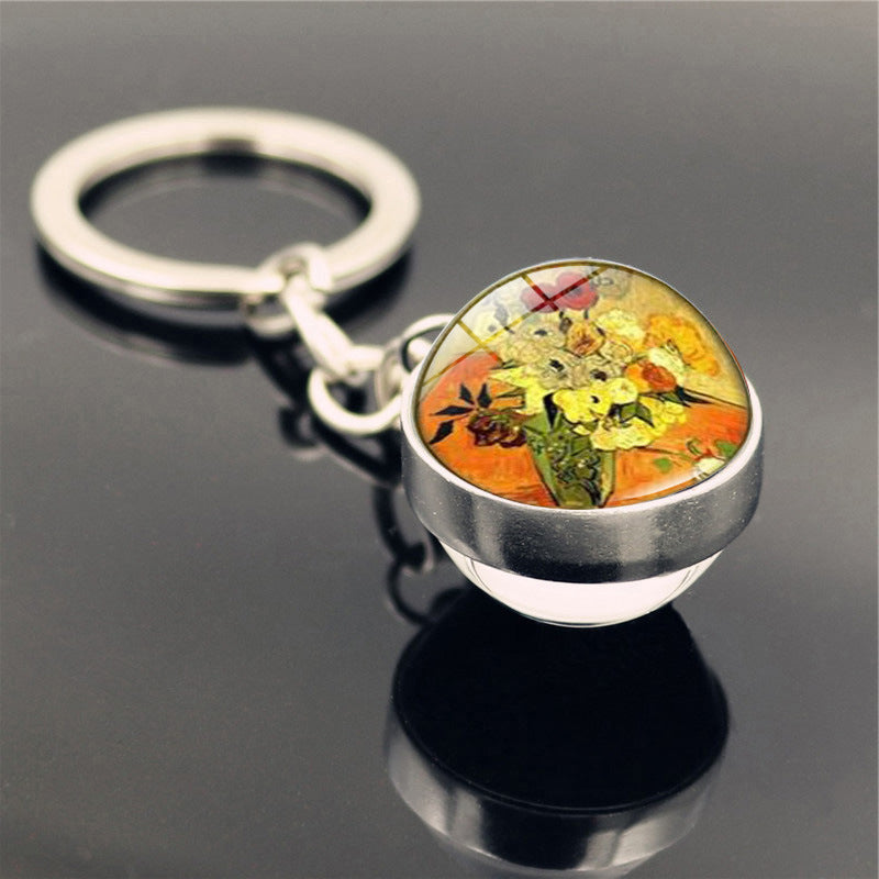 Van Gogh Starry Sunflower Keychain Pendant Creative Trinket - The Number 1 Things