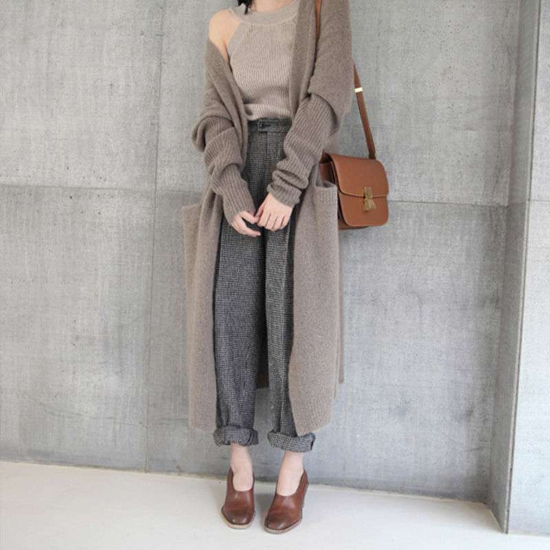 Women's Mid-length Thick Knitted Cardigan Sweater Coat - The Number 1 Things