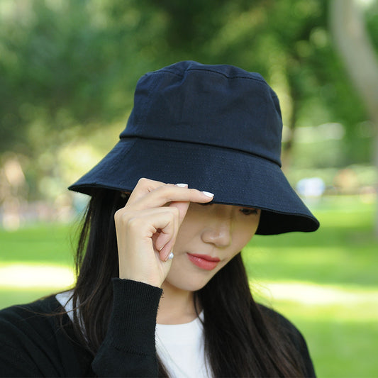 Big Brim Fisherman Hat Women's Sun Protection Solid Color Bucket Hat