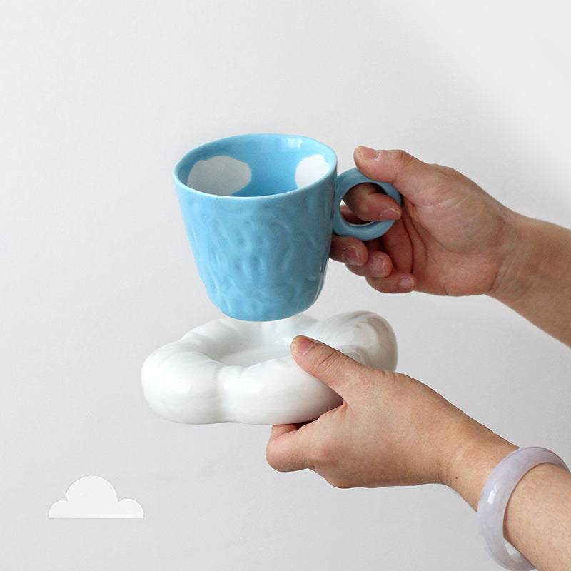 Hand Painted Irregular Blue Sky Clouds Coffee Set - The Number 1 Things