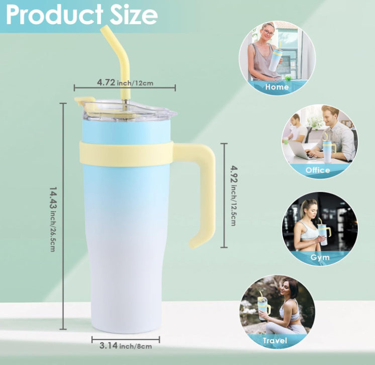 Ochapa 40 Oz Tumbler With Handle Straw Lid Insulated Vacuum Stainless Steel Travel Tapered Mug Gift Coffee Cup Holder Friendly Keep Cold Or Hot Sweat Proof Resuable - The Number 1 Things