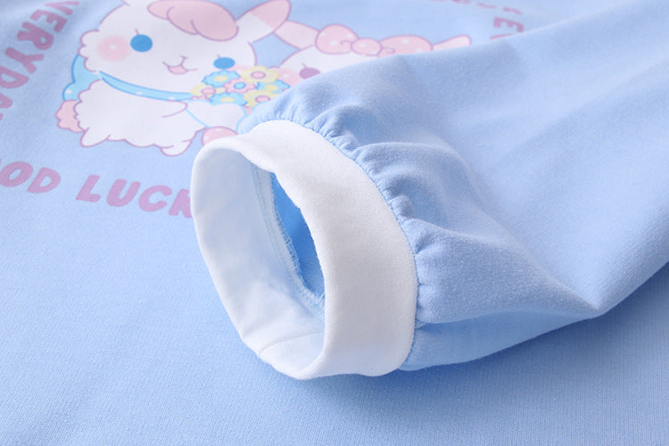 Japanese Lace Lapel Two Rabbit T-shirt Women