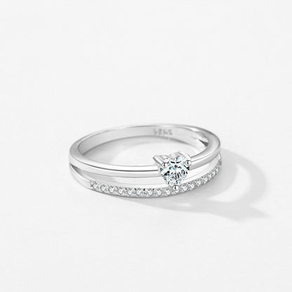 S925 Loving Heart In Sterling Silver Zircon Ring Light Luxury - The Number 1 Things