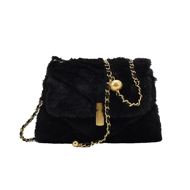 Fashion chain messenger bag net red all-match plush small square bag - The Number 1 Things