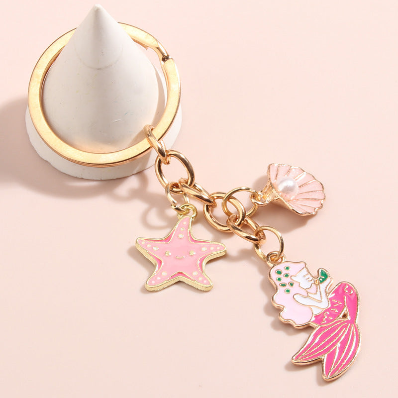 Creative Shell Starfish Mermaid Alloy Drip Keychain Pendant - The Number 1 Things