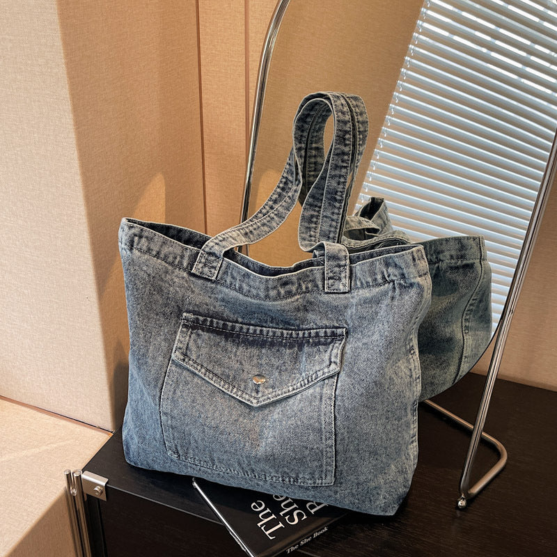 Denim Shoulder Bag Large Capacity Shopping Bag Tote Bag - The Number 1 Things