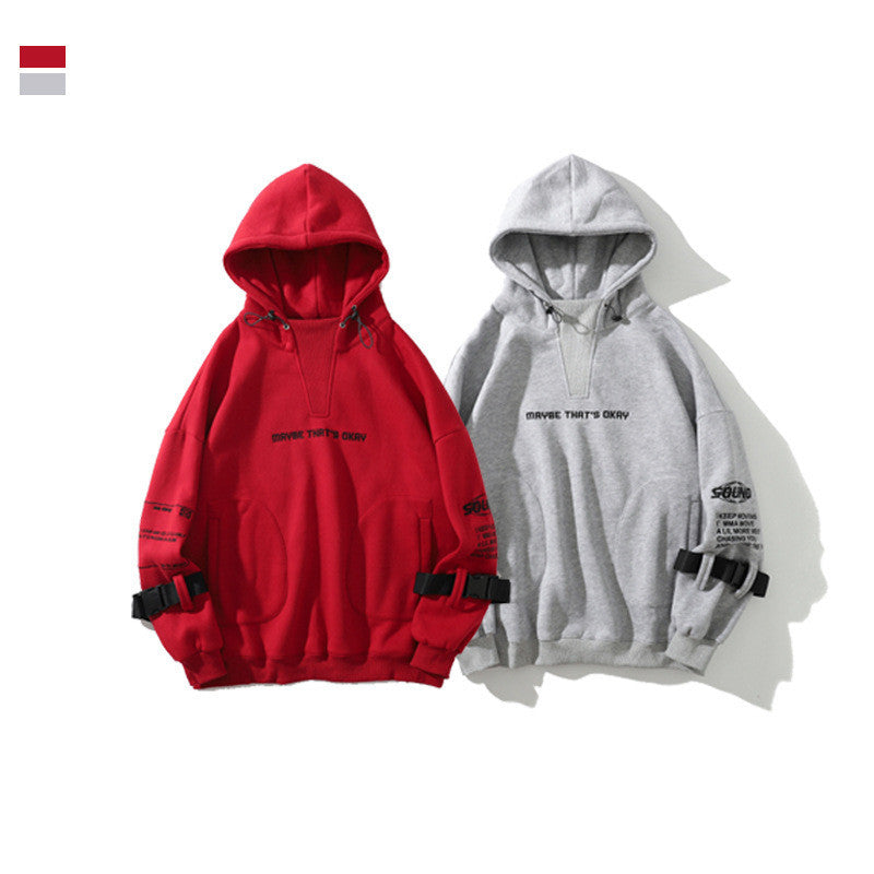 High Street Hooded Loose Letter Embroidered Sweatshirt - The Number 1 Things