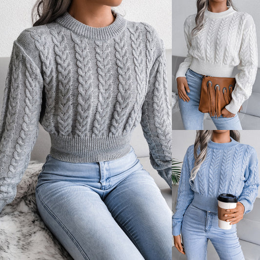 Twist Waist Knitted Cropped Sweater Women's Clothing - The Number 1 Things