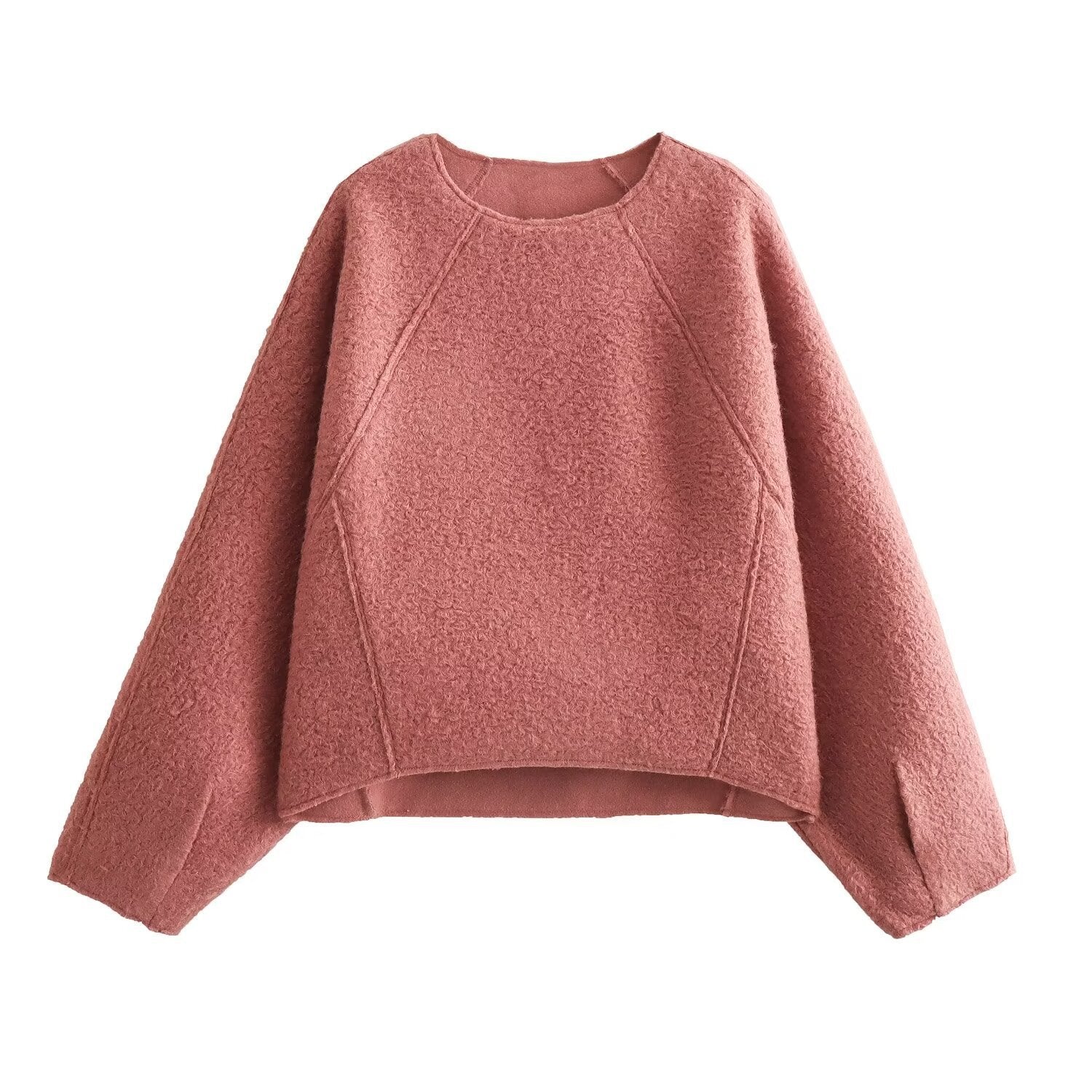 Women's Fashion Casual Bead Leather Crew Neck Sweater Coat - The Number 1 Things