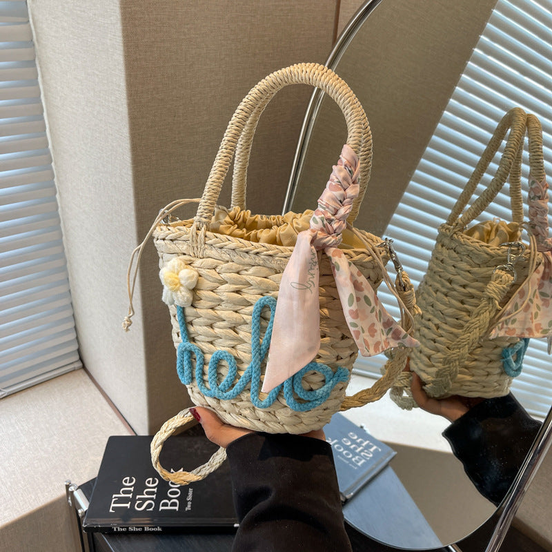 Woven Handbag Women's Fashion Letter Straw Cross Body Bag - The Number 1 Things
