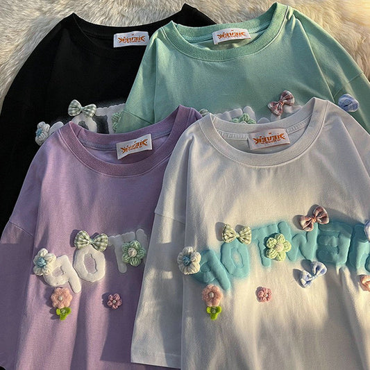 Japanese Lovely Sweet Sister Milk Flower Foaming Short Sleeve - The Number 1 Things
