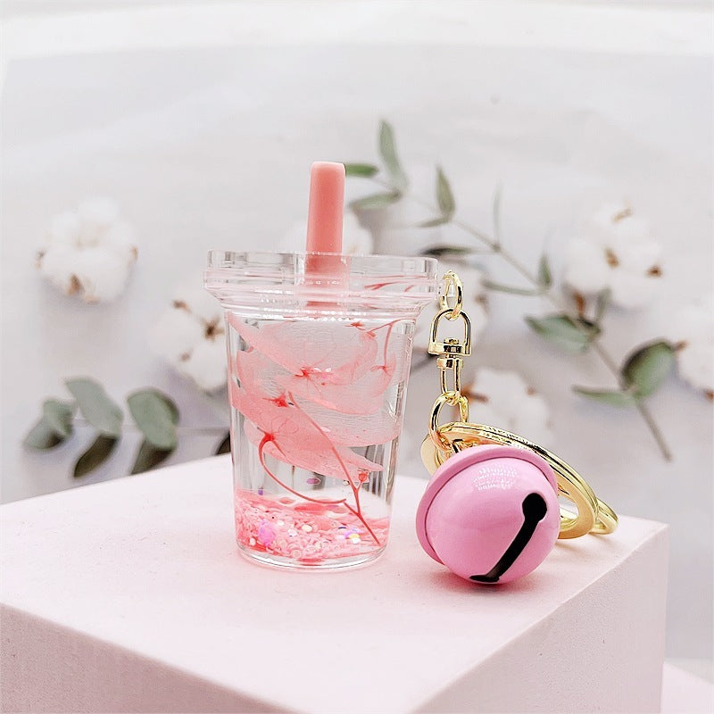 Creative Acrylic Dried Flower Oil Keychain Preserved Liquid Oil Quicksand Handbag - The Number 1 Things