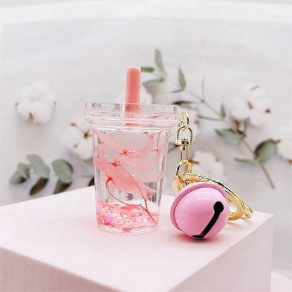 Creative Acrylic Dried Flower Oil Keychain Preserved Liquid Oil Quicksand Handbag - The Number 1 Things