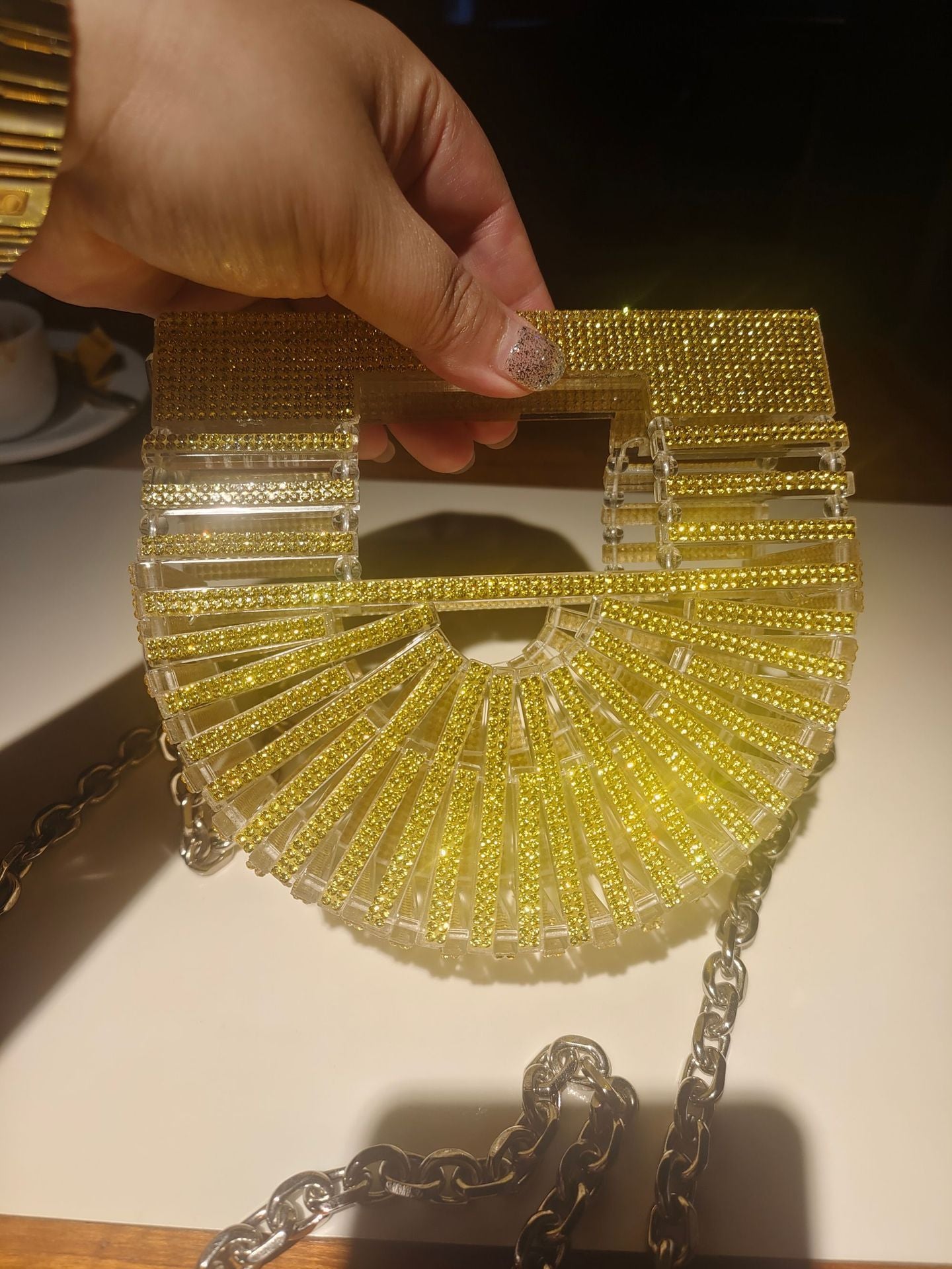 Rhinestone Rhinestone Acrylic Chain Vegetable Basket Crossbody Bag - The Number 1 Things