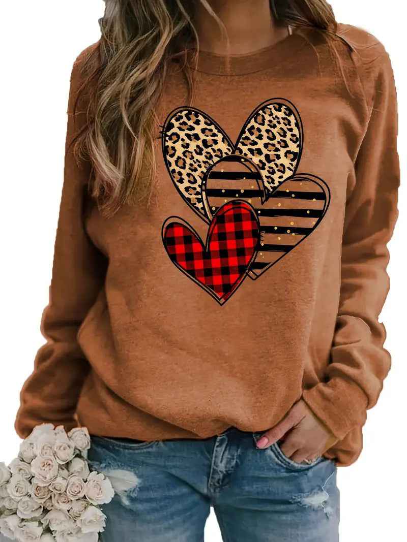 Women's Printed Long Sleeve Crew Neck Sweater - The Number 1 Things