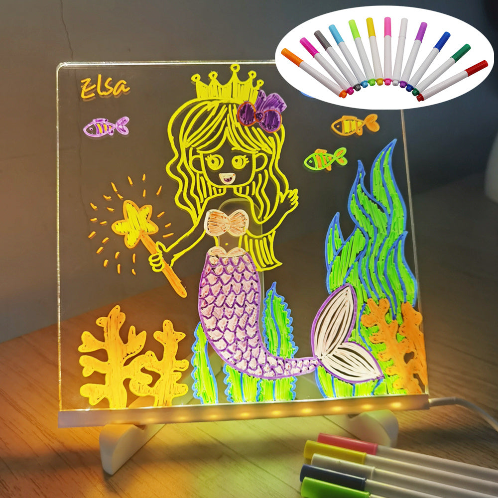 Acrylic DIY Note Board LED Night Light Creative Message Board Holiday Lamp With 7Pens USB LED Desk Lamp Note Daily Moment Painting Lamp - The Number 1 Things