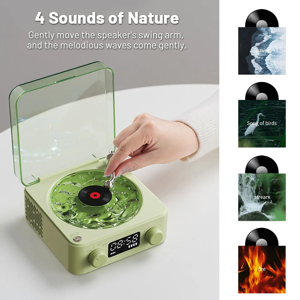 Retro Turntable Speaker Vinyl Record Player With Projection Lamp Effect