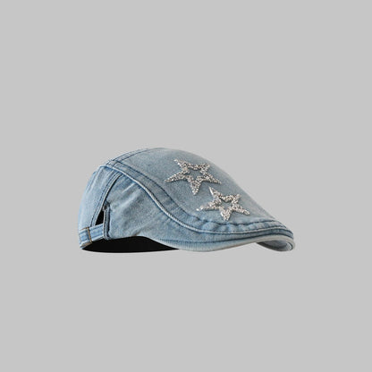 Denim Blue XINGX Women's Retro Washed Peaked Cap