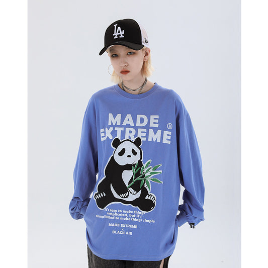 Panda print loose oversize long sleeves
