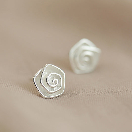 S925 Sterling Silver Spiral Flower Sterling Silver Stud Earrings - The Number 1 Things