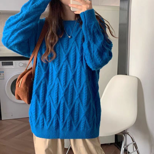 Women's Sweater Thick Retro Hong Kong Style Loose And Lazy Style - The Number 1 Things