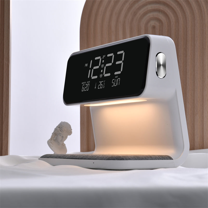 3 In 1 Bedside Lamp Wireless Charging LCD Screen Alarm Clock  Wireless Phone Charger