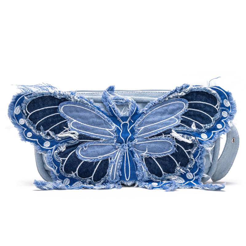 Original Design Butterfly Tassel Denim Wide Shoulder Strap Crossbody Bag - The Number 1 Things