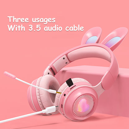 Rabbit Ear Headphones Wireless Luminous Extendable Wheat Headphones - The Number 1 Things